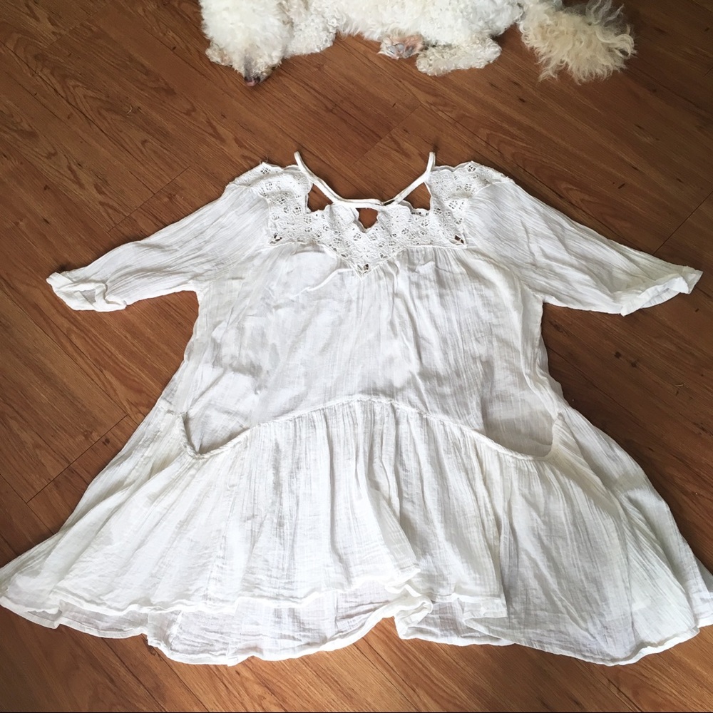 Free people white gauze tunic dress M to xl